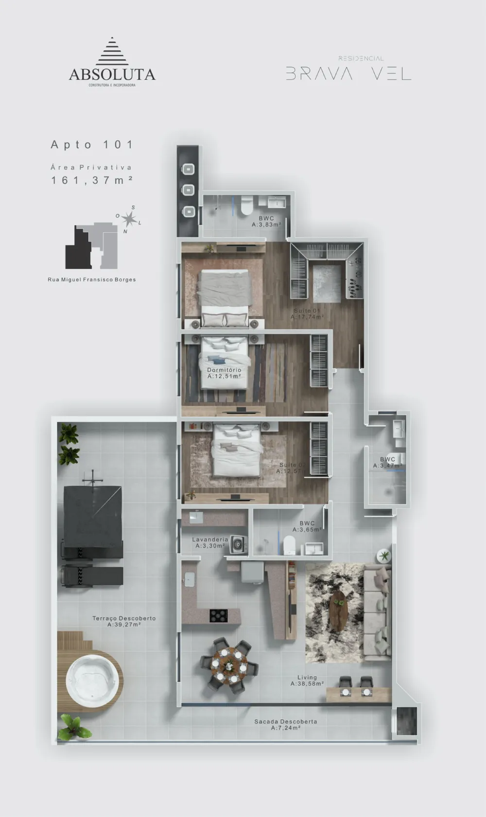 Apartamento 3 quartos para venda no bairro Praia Brava em Itajaí