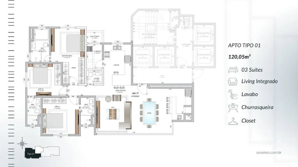 Apartamento 3 quartos para venda no bairro Centro em Balneário Camboriú