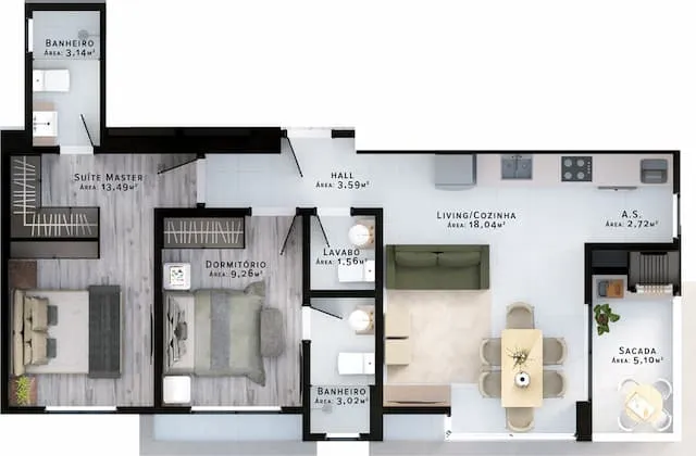 Apartamento 2 quartos para venda no bairro Morretes em Itapema